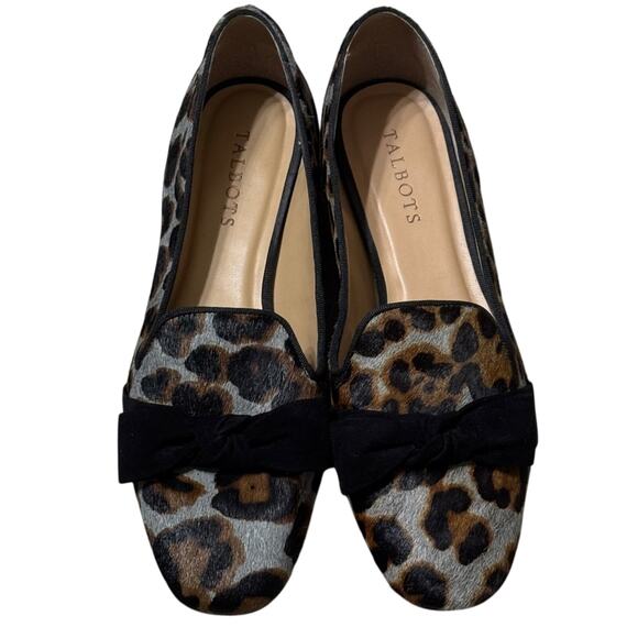 Talbots Animal Hair Bow Loafers Women’s Black  Brown Size 7.5 - Picture 2 of 6